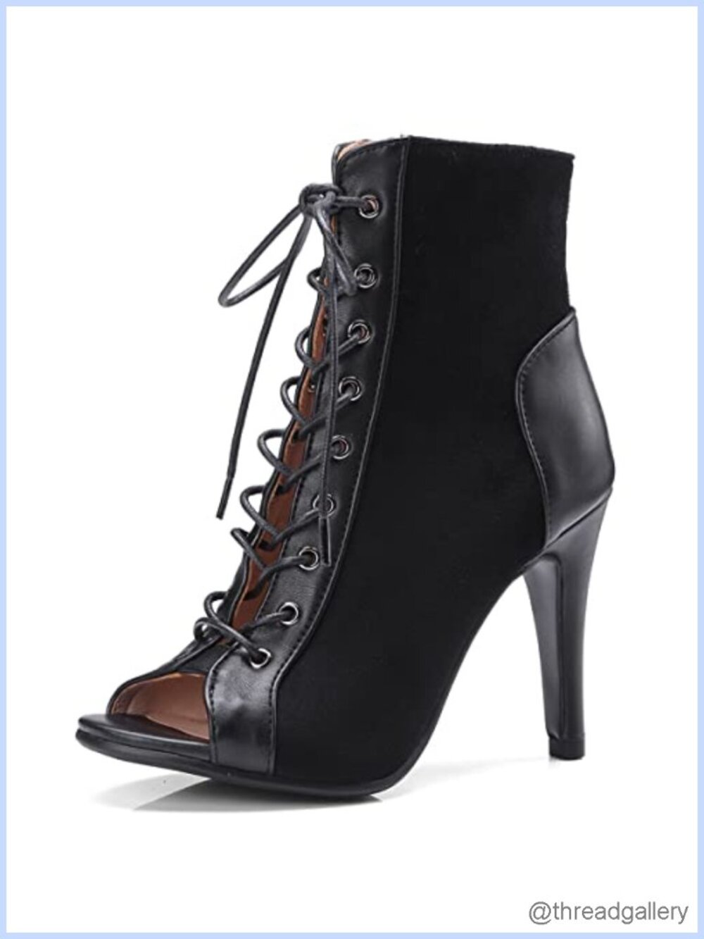 Roimaash Heels Dance Shoes Lace Up Peep Toe Stiletto Sandals 10cm